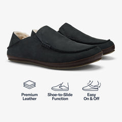 Moloā Slipper - Black / Dk Java | OluKai Men