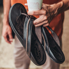 Mea Ola Men's Leather Beach Sandals - Dark Java | OluKai Men