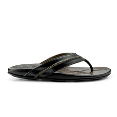 OluKai Mea Ola - Black | Men's Leather Beach Sandals | OluKai Men