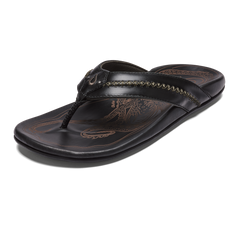 OluKai Mea Ola - Black | Men's Leather Beach Sandals | OluKai Men