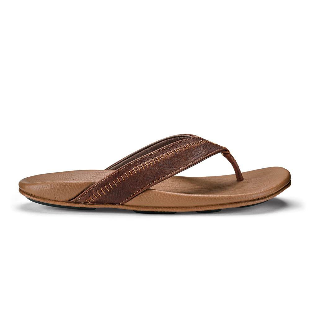 Hiapo -Dark Java / Toffee Men’s Leather Beach Sandals | OluKai Men