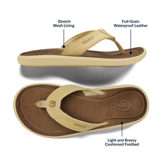 Pili Men’s Waterproof Leather Sandals - Toasted Coconut / Tan | OluKai Men