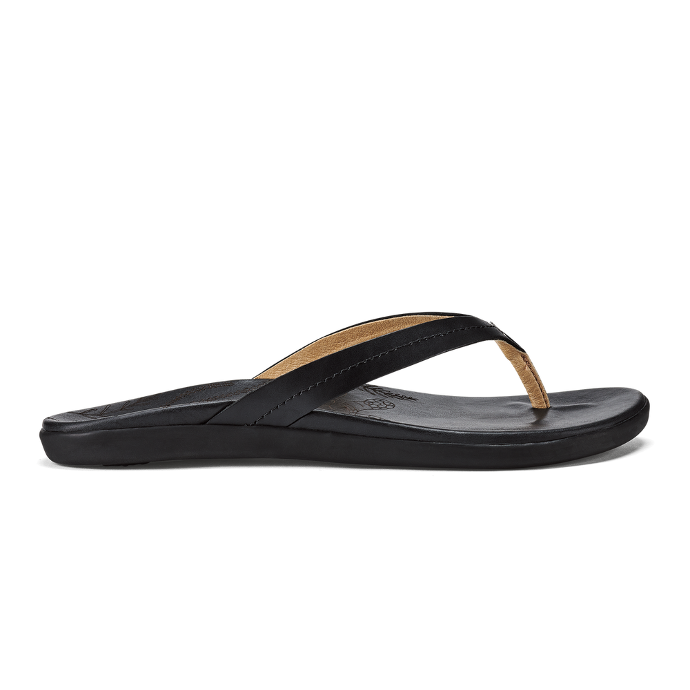 Honu Women’s Leather Beach Sandals - Black | OluKai Women