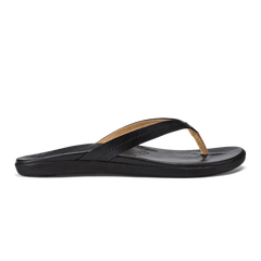 Honu Women’s Leather Beach Sandals - Black | OluKai Women