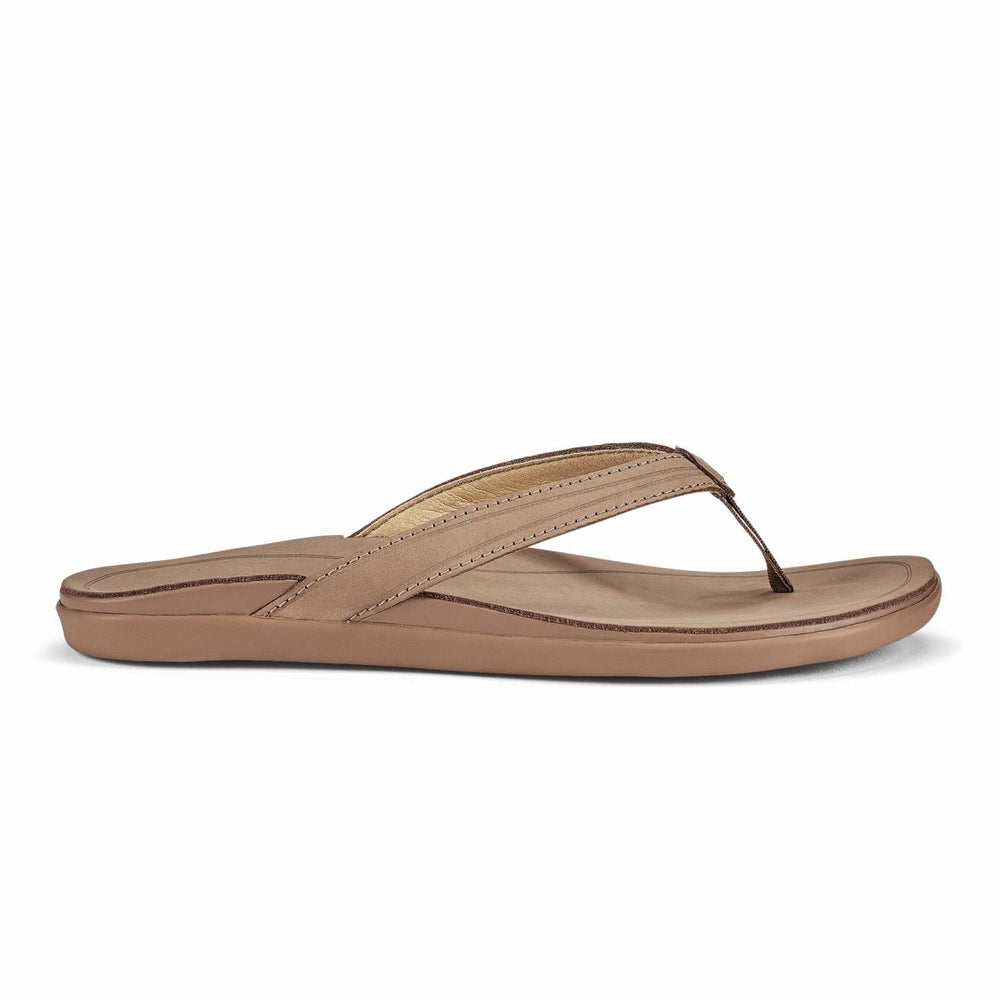 Olukai ‘Aukai Leather Beach Sandals - Tan | Women Leather