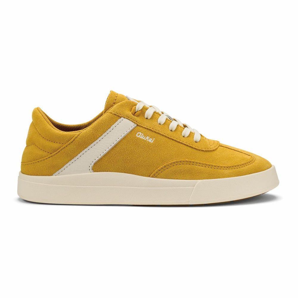 Olukai Hā‘upu Leather Sneakers - Mustard / Off White | Women Sneakers