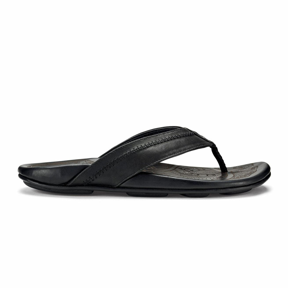 Olukai Hiapo - Lava Rock Leather Beach Sandals | Men Leather