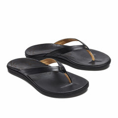 Olukai Honu Leather Beach Sandals - Black | Women Leather