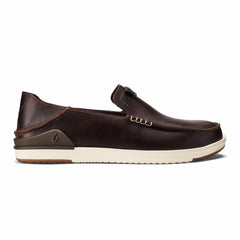 Olukai Kākaha Leather Slip-On Shoes - Dark Java | Men Leather