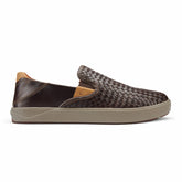 Olukai Lae‘ahi Lauhala Leather Slip-On Sneakers - Dark Wood | Men Slip-On