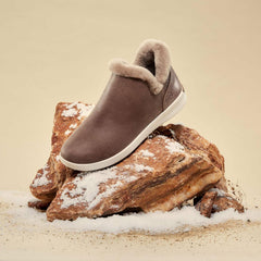 Olukai Mālua Hulu Booties - Warm Taupe / Off White | Women Leather