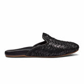 Olukai Mi‘i Woven Leather Mule Shoes - Black | Women Slip-On