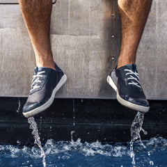 Olukai Moku Pae Boat Shoes - Trench Blue / Off White | Men Boat Shoes