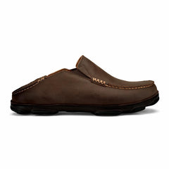 Olukai Moloā Leather Slip On Shoes - Dark Wood / Dark Java | Men Leather
