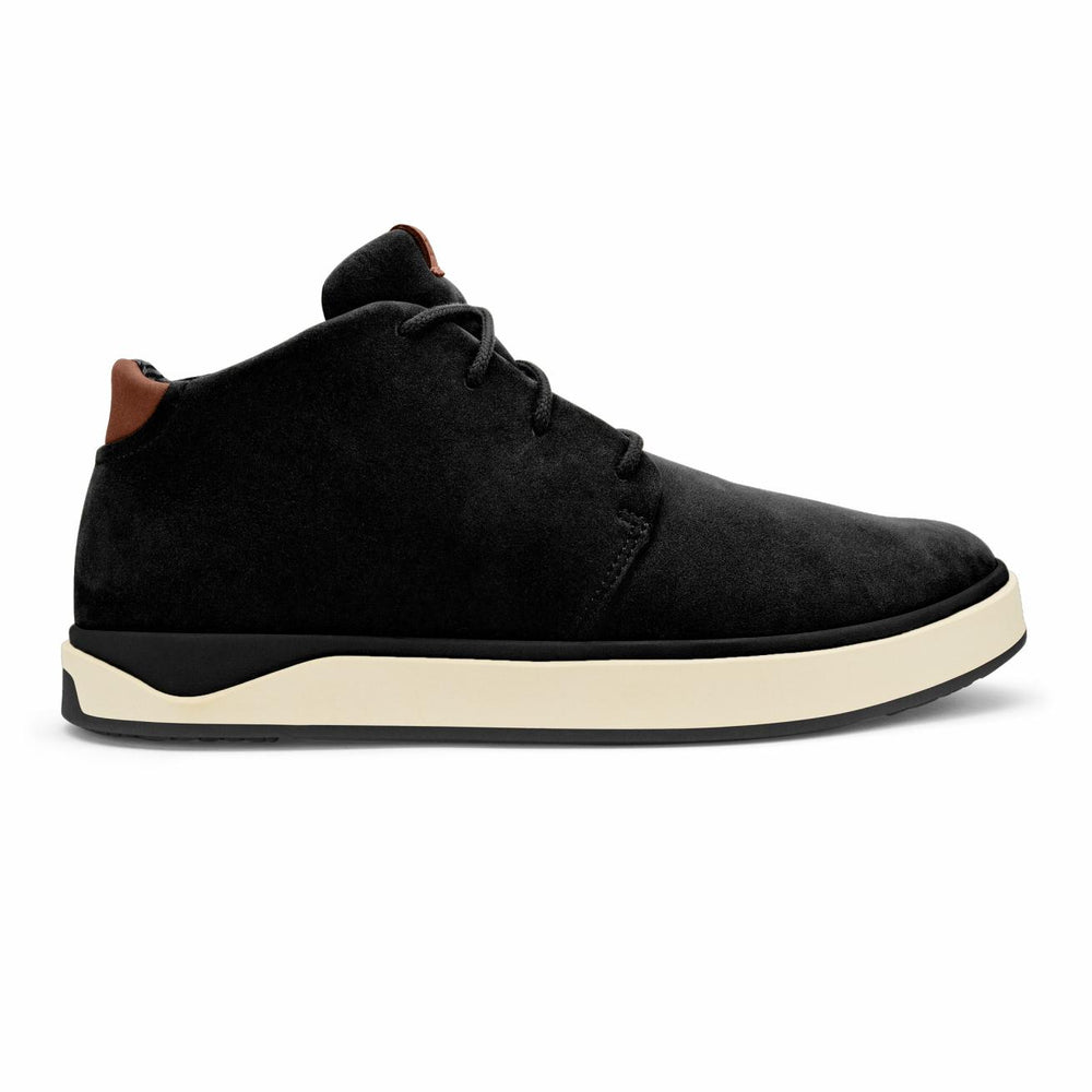 Olukai Papakū 'Ili Waterproof Leather Boots- Black | Men Waterproof