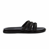 Olukai Tiare Slide Leather Slide Sandals - Black | Women Leather