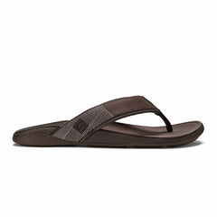 Olukai Tuahine Waterproof Leather Beach Sandals - Dark Wood | Men Water-Friendly