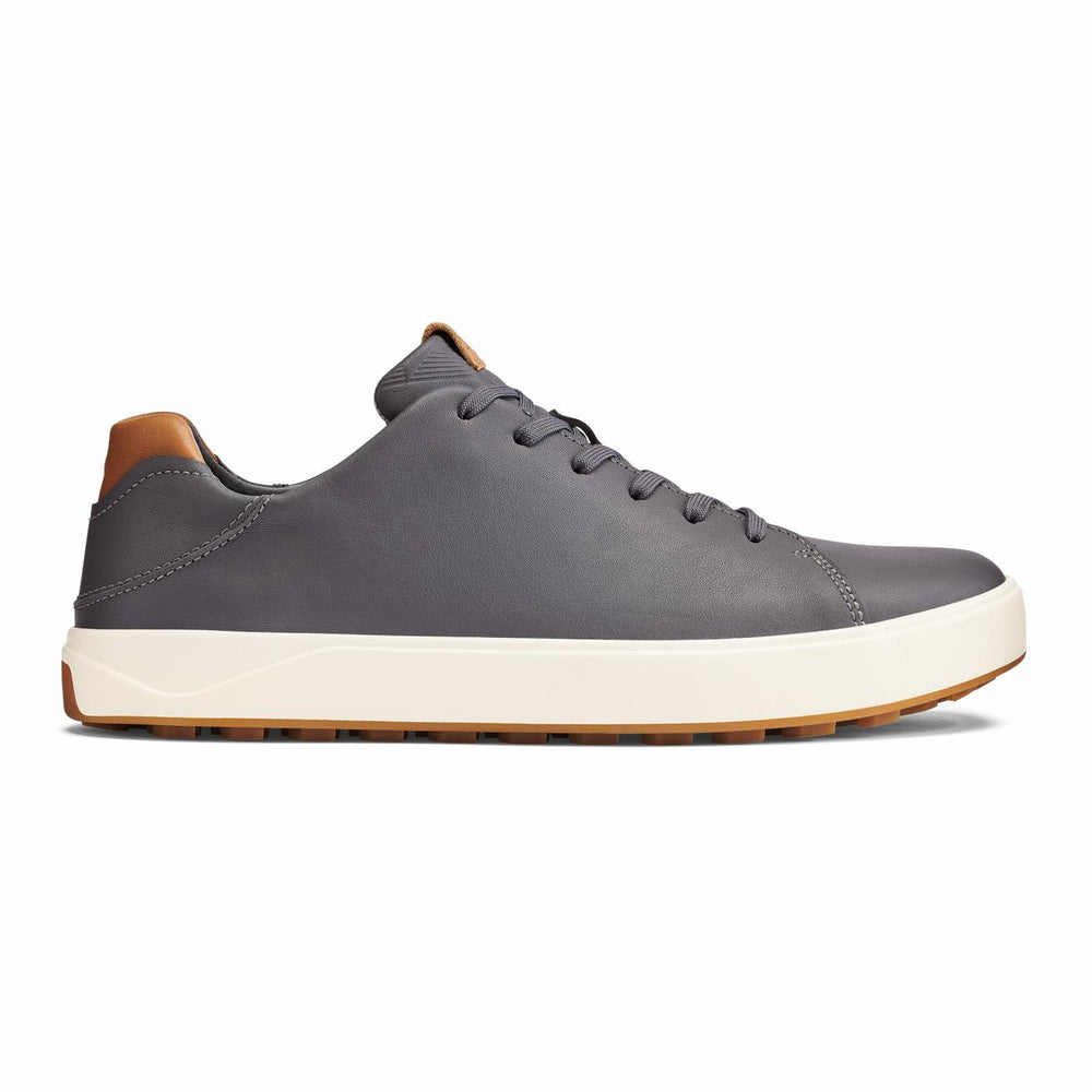 Olukai Wai‘alae Waterproof Leather Golf Shoes - Stone | Men Golf