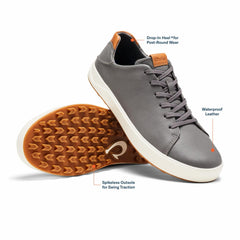 Olukai Wai‘alae Waterproof Leather Golf Shoes - Stone | Men Golf