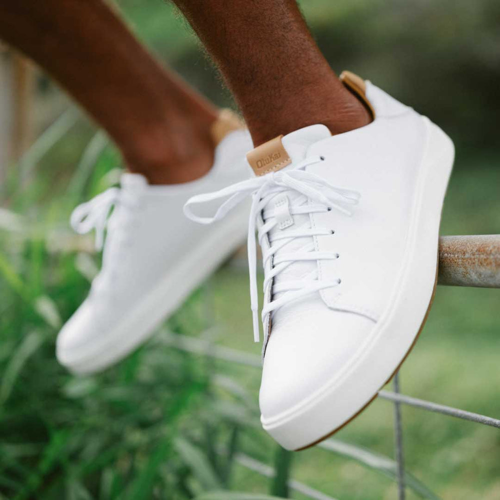 Lae‘ahi Lī ‘Ili Men's Leather Sneakers - Bright White | OluKai Men