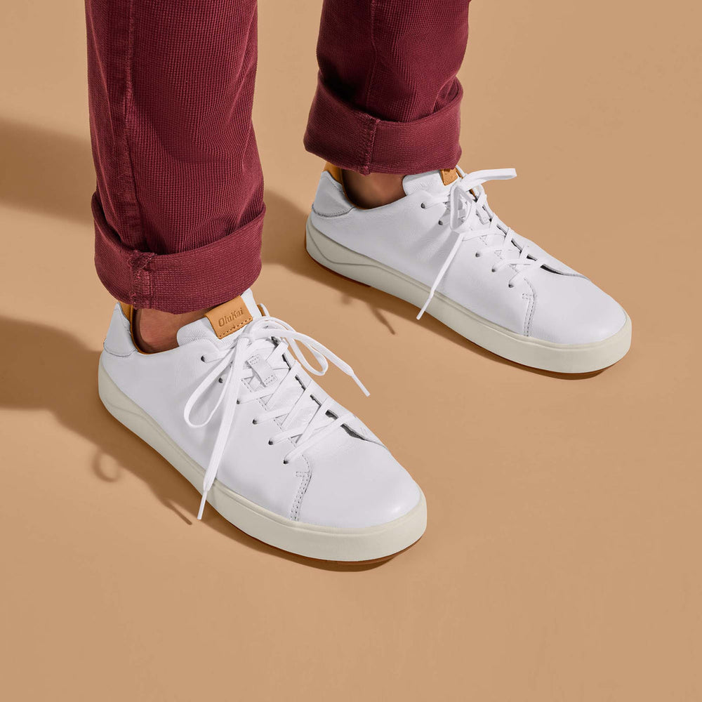Lae‘ahi Lī ‘Ili Men's Leather Sneakers - Bright White | OluKai Men