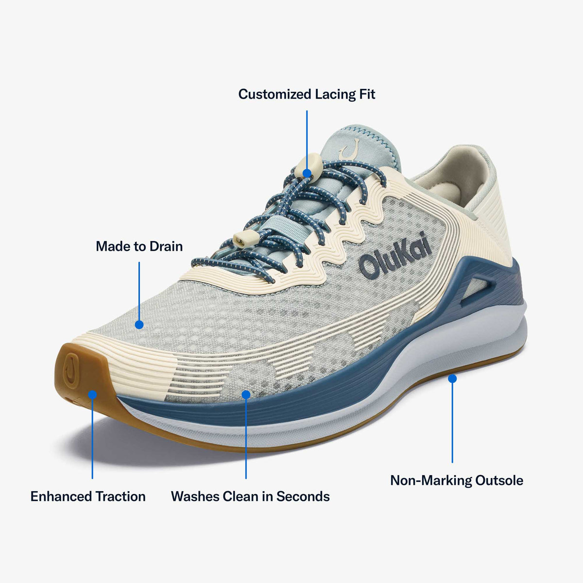 ‘Ahi Men’s Water Boat Shoes - Blue Pearl / White Sand | OluKai Men