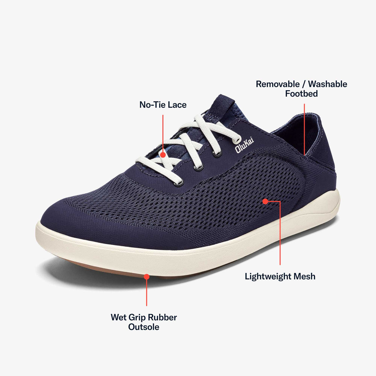 Moku Pae Men's Boat Shoes - Trench Blue / Off White | OluKai Men