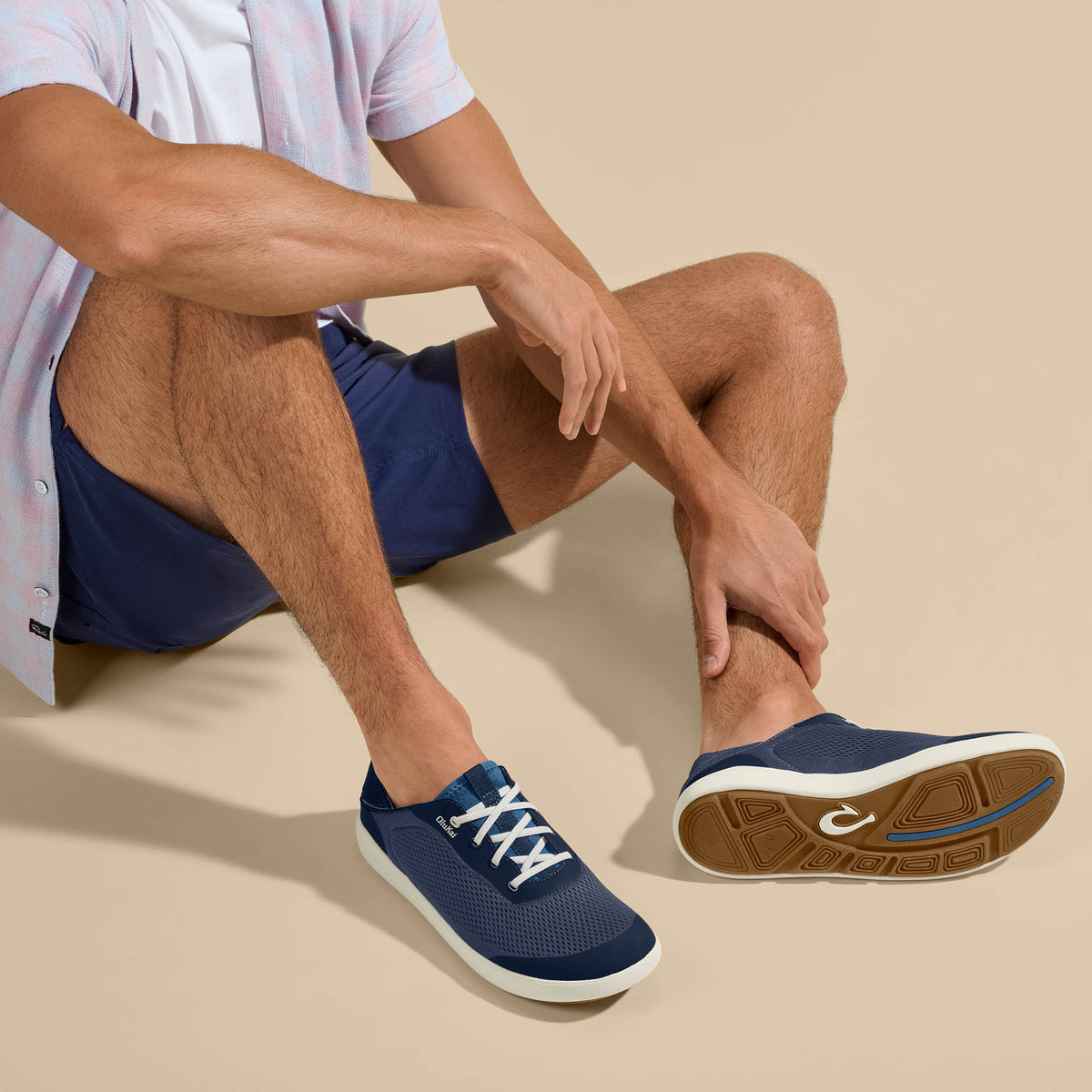 Moku Pae Men's Boat Shoes - Trench Blue / Off White | OluKai Men