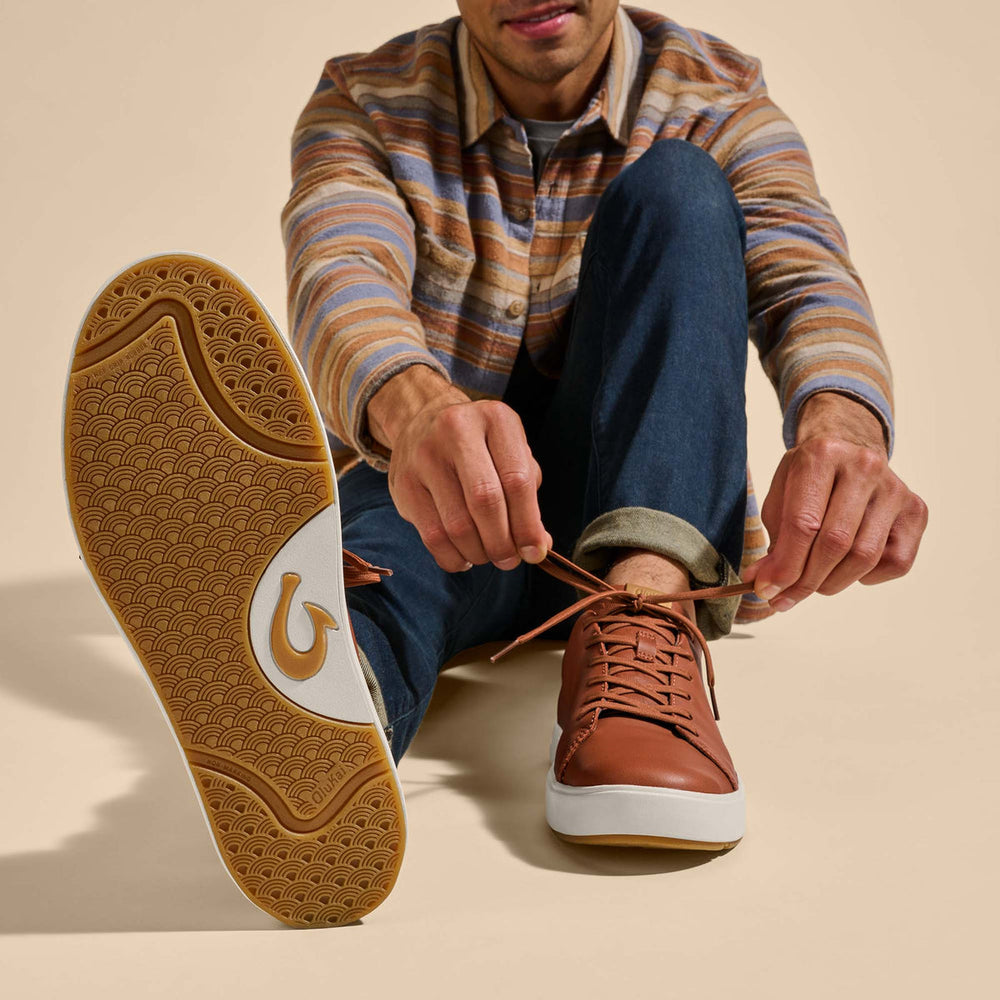 Lae‘ahi Lī ‘Ili Men's Leather Sneakers - Kukui Brown | OluKai Men