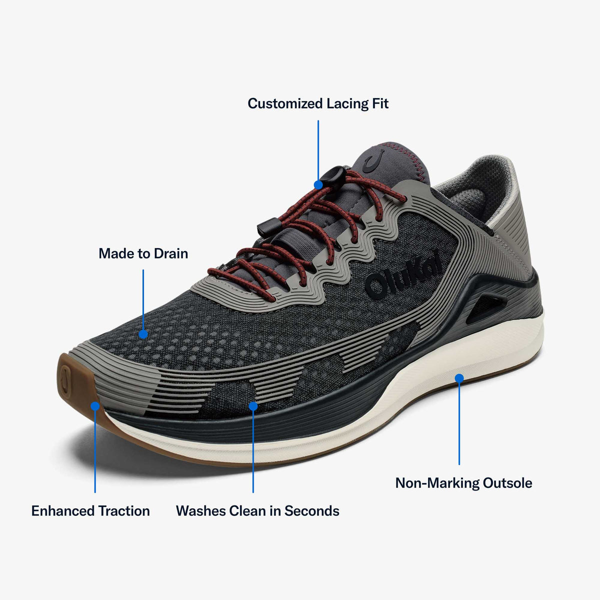 ‘Ahi Men’s Water Boat Shoes - Rock / Ash | OluKai Men