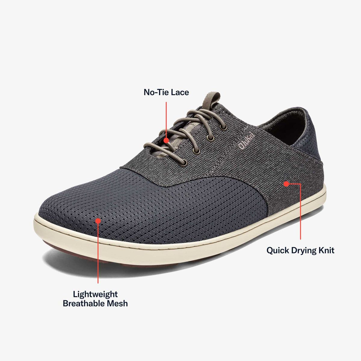 Nohea Moku Men's Boat Shoes - Charcoal / Clay | OluKai Men