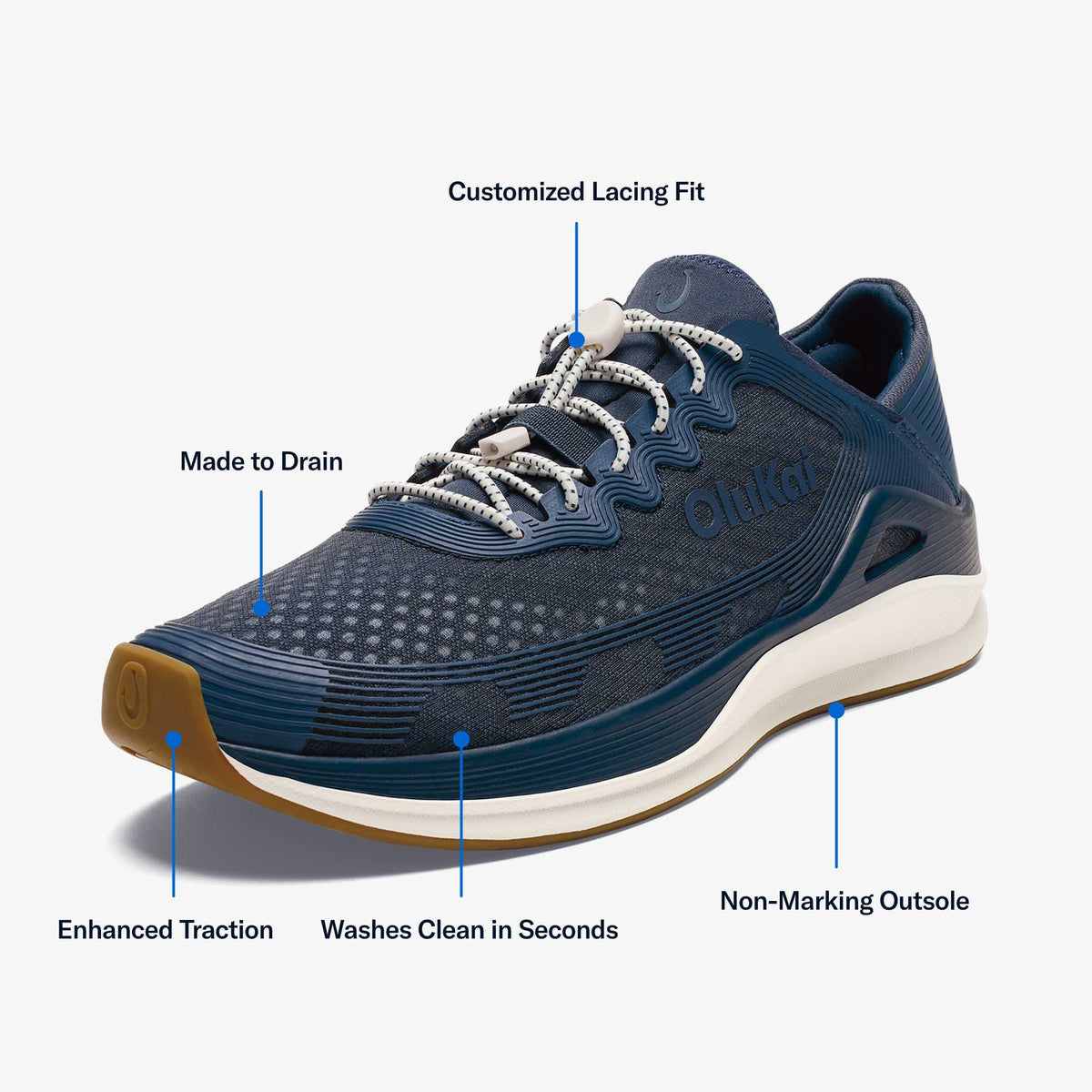 ‘Ahi Men’s Water Boat Shoes - Mood Indigo / Coastal Blue | OluKai Men