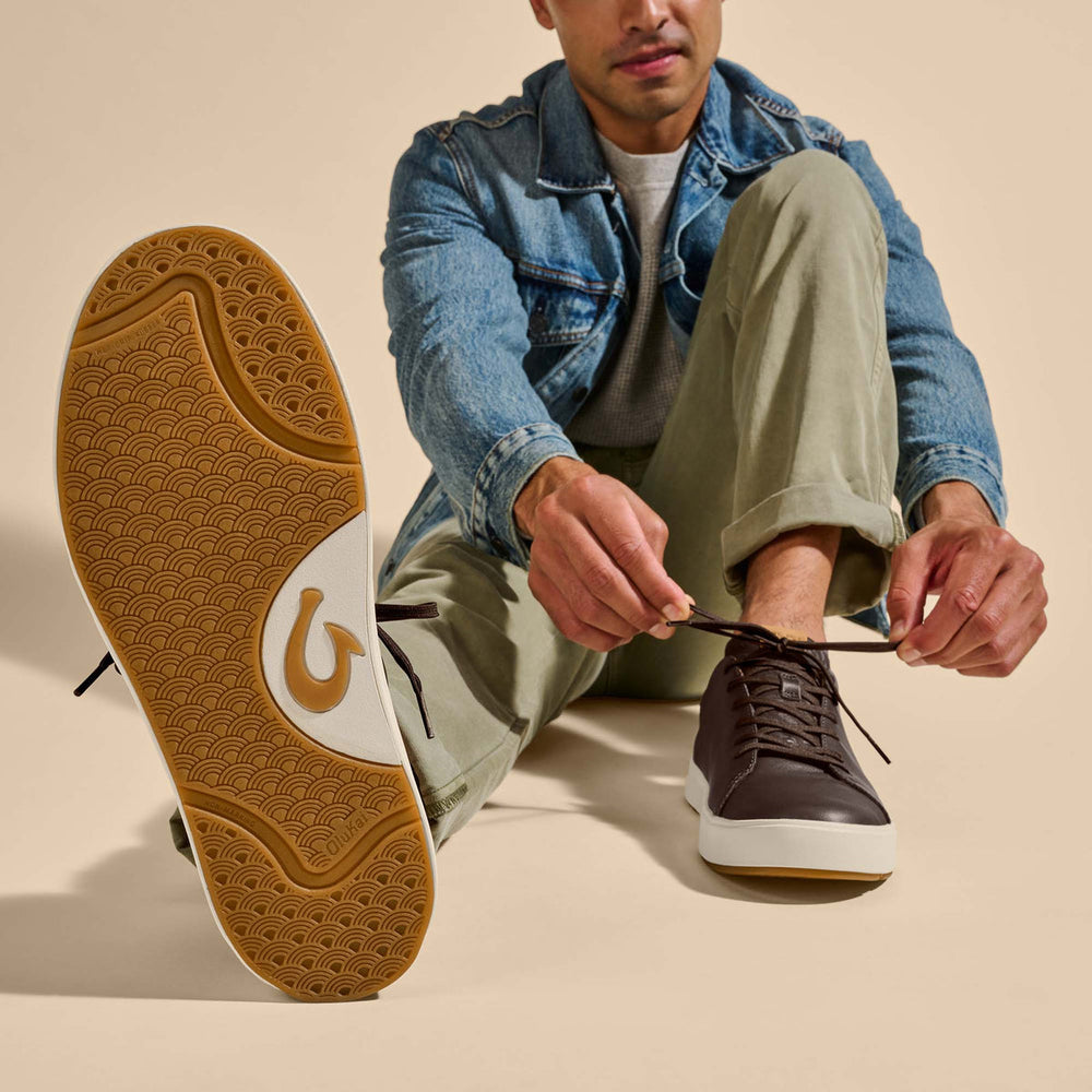 Lae‘ahi Lī ‘Ili Men's Leather Sneakers - Dark Java | OluKai Men