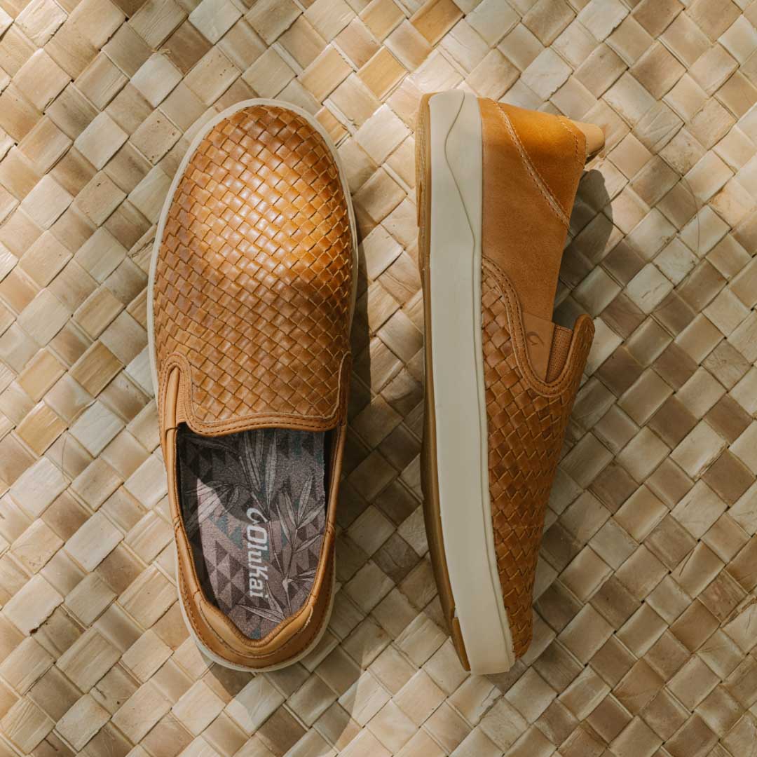 Lae‘ahi Lauhala Men's Leather Slip-On Sneakers - Fox | OluKai Men