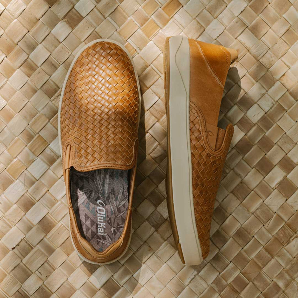Lae‘ahi Lauhala Men's Leather Slip-On Sneakers - Fox | OluKai Men