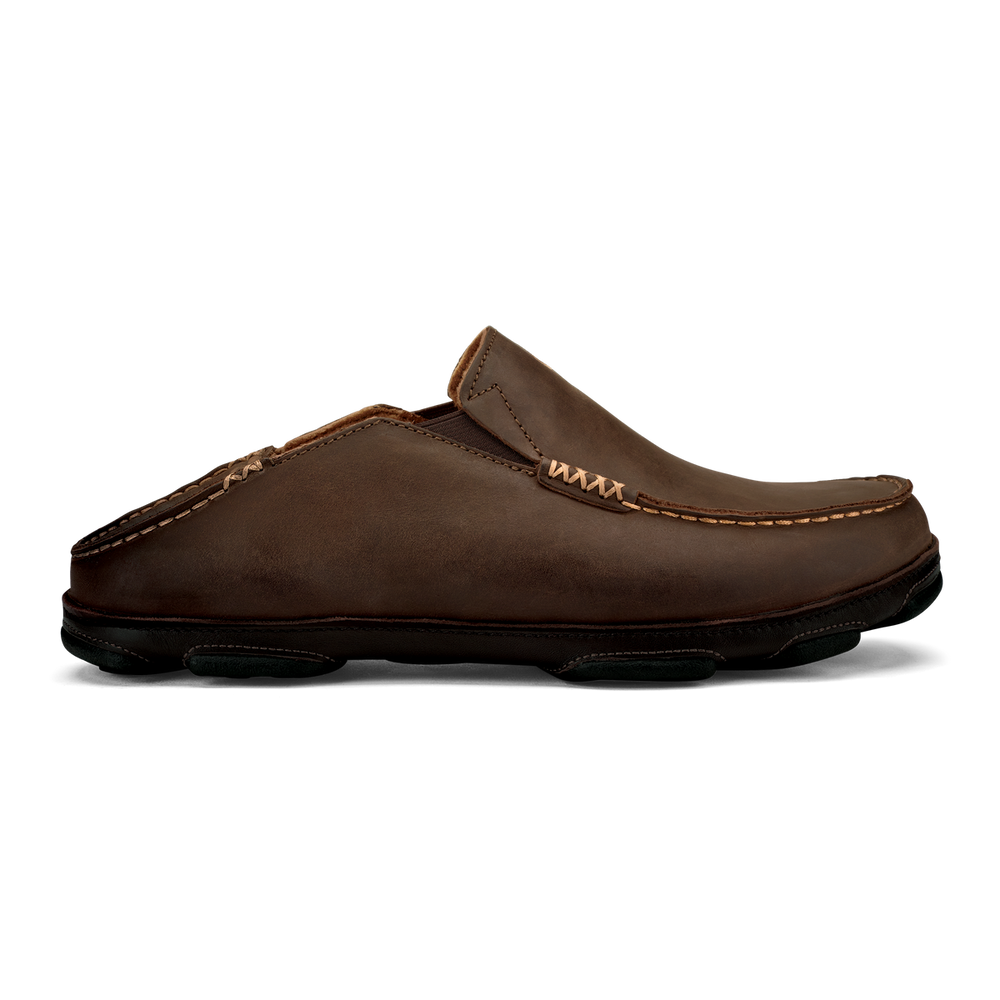 Moloā Men's Leather Slip On Shoes - Dark Wood / Dark Java | OluKai Men