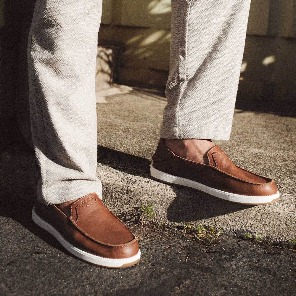 Kākaha Nia Men‘s Leather Slip-On Shoes - Fox | OluKai Men