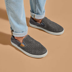 Lae‘ahi Lauhala Men's Leather Slip-On Sneakers - Ash | OluKai Men