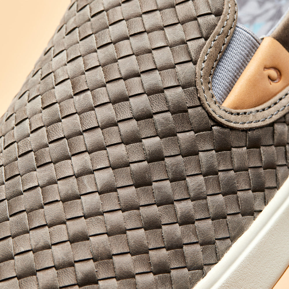 Lae‘ahi Lauhala Men's Leather Slip-On Sneakers - Ash | OluKai Men
