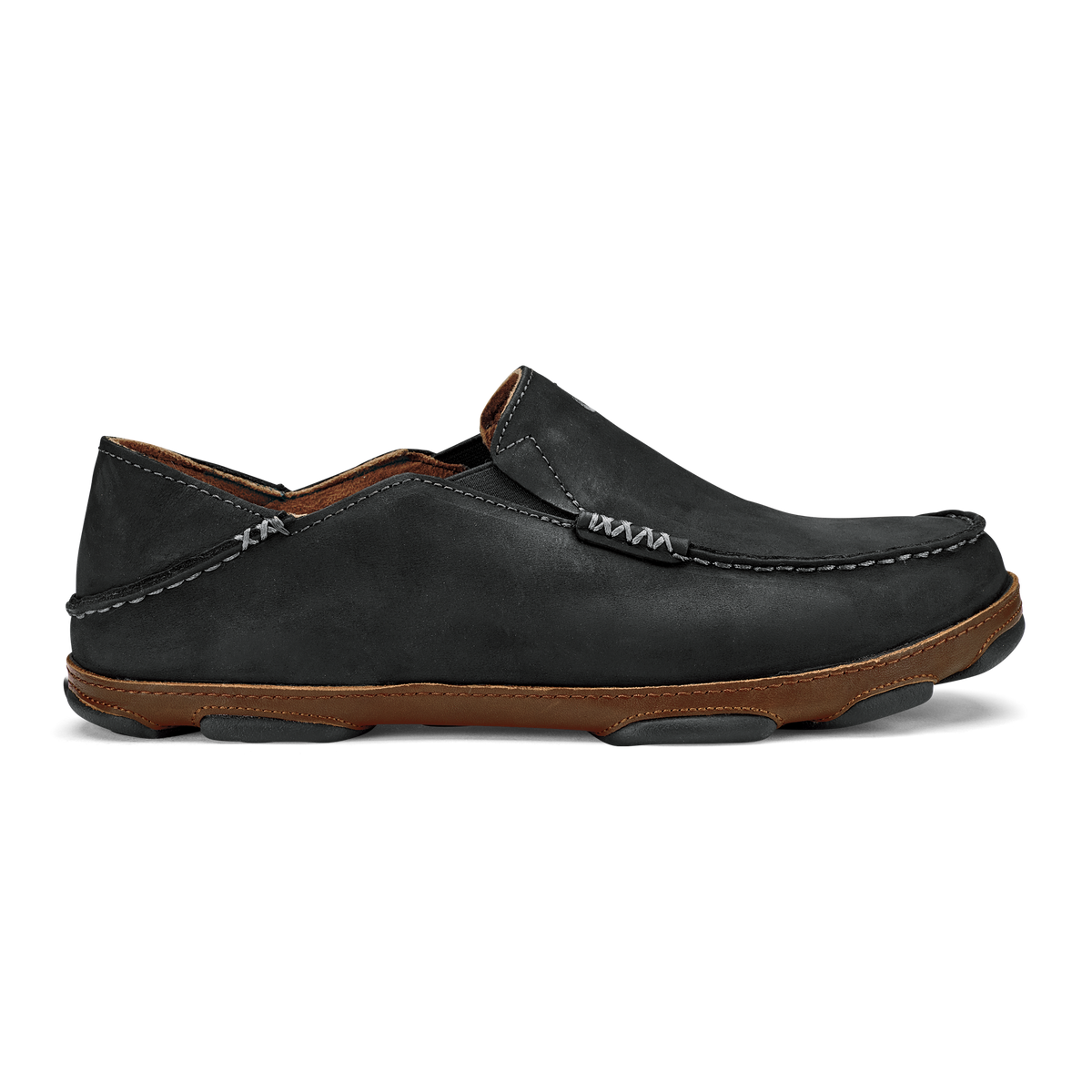 Moloā Men's Leather Slip On Shoes - Black / Toffee | OluKai Men