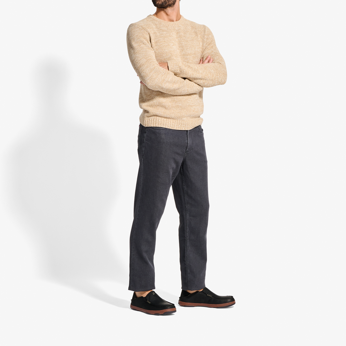 Moloā Men's Leather Slip On Shoes - Black / Toffee | OluKai Men