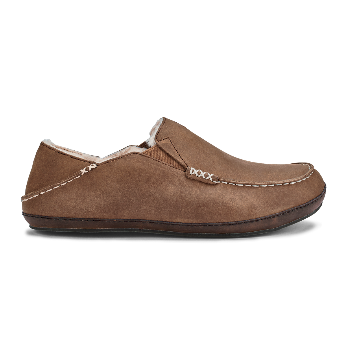 Moloā Men's Leather Slippers - Toffee / Dark Wood | OluKai Men