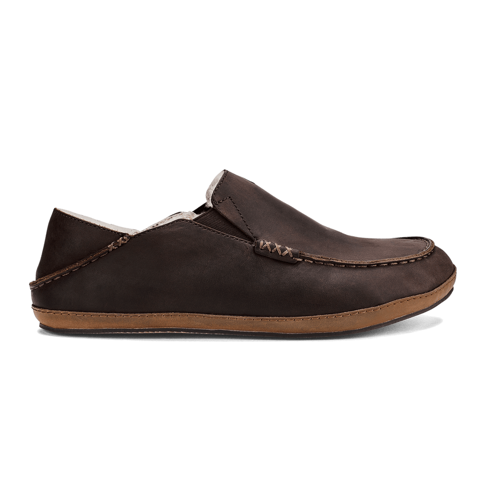 Moloā Men's Nubuck Leather Slippers - Dark Wood | OluKai Men