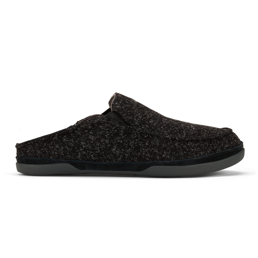 Moloā Hulu Men’s Wool Slippers - Black | OluKai Men