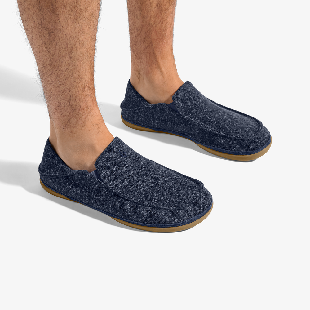 Moloā Hulu Men’s Wool Slippers - Trench Blue | OluKai Men