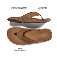 Tuahine Men's Waterproof Leather Beach Sandals - Toffee | OluKai Men