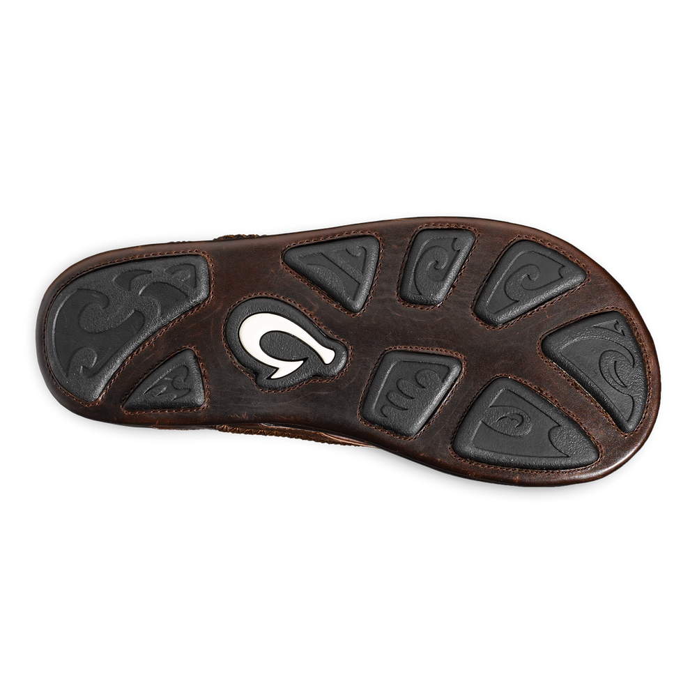 Mea Ola Men's Leather Beach Sandals - Dark Java | OluKai Men