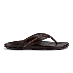 Mea Ola Men's Leather Beach Sandals - Dark Java | OluKai Men