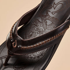 Mea Ola Men's Leather Beach Sandals - Dark Java | OluKai Men