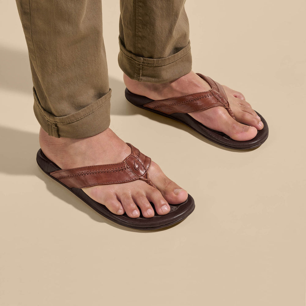 Hiapo - Rum / Dark Wood Men’s Leather Beach Sandals | OluKai Men